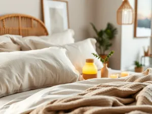 Minimalistyczna łazienka z drewnianym blatem, umywalką i ręcznikami, pokazująca ciepło drewna w nowoczesnym, spa klimacie.